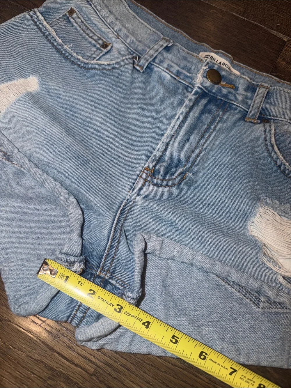 Billabong Light Blue Distressed Denim Cutoff Shorts